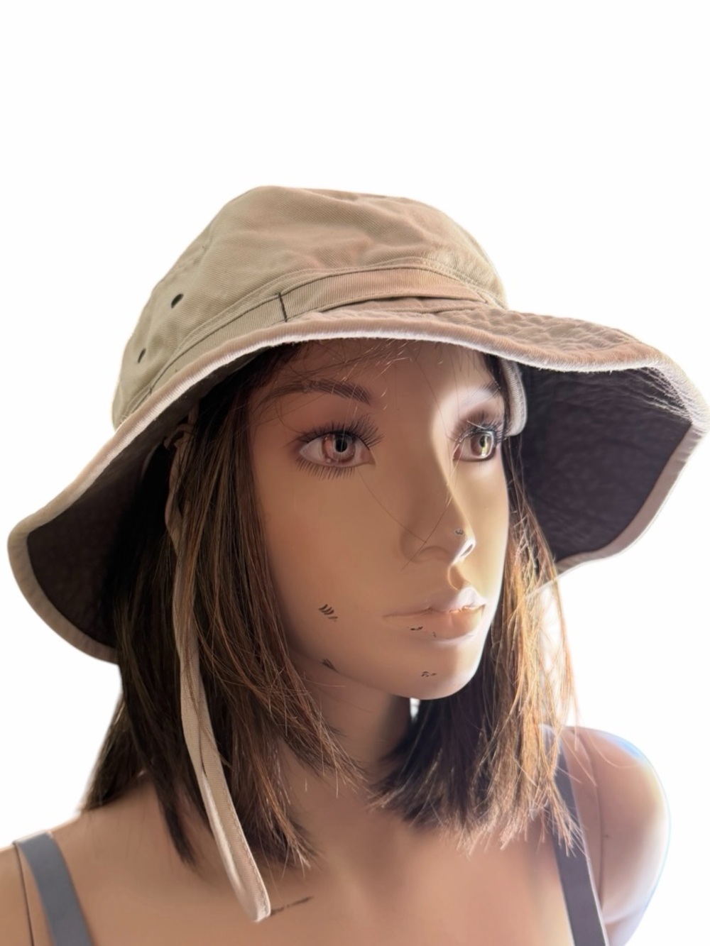Dockers Vintage Unisex Bucket Sun Hat Size XL Crème Color Underchin Strap - Picture 2 of 6